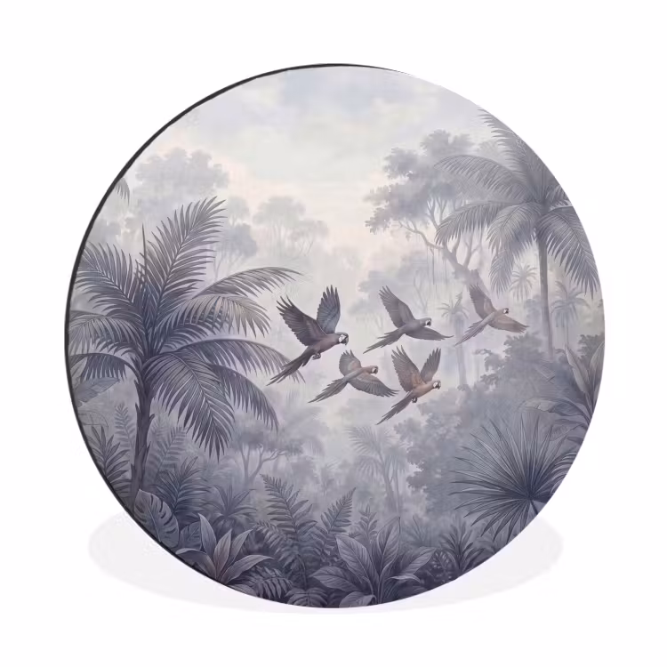 Vogel - Vliegend - Jungle - Vintage - Dieren Wandcirkel aluminium klein -3d