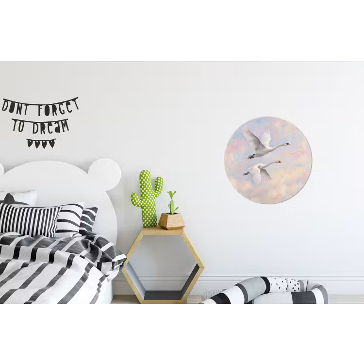 Vogel - Vliegend - Lucht - Modern - Pastel Wandcirkel aluminium klein -kinderkamer