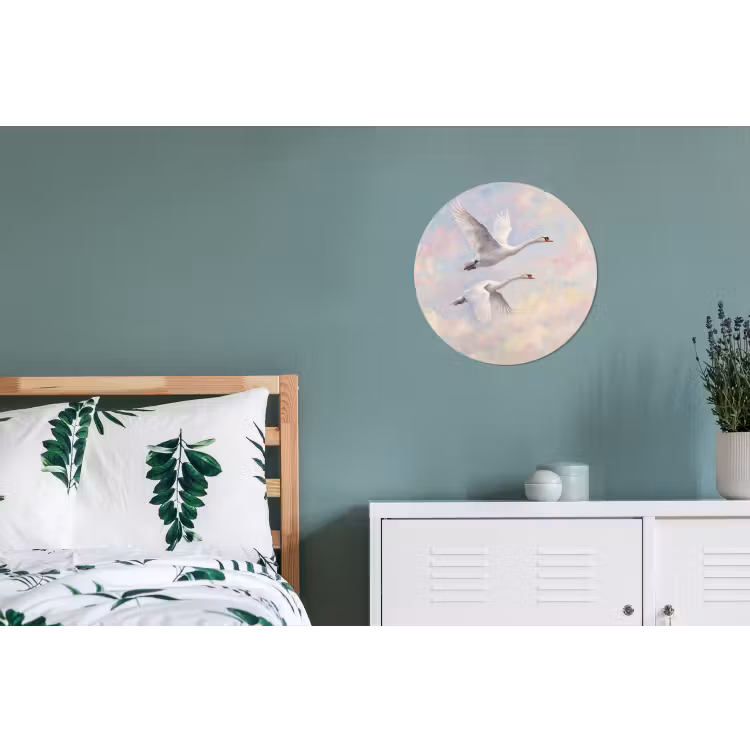 Vogel - Vliegend - Lucht - Modern - Pastel Wandcirkel aluminium klein -slaapkamer