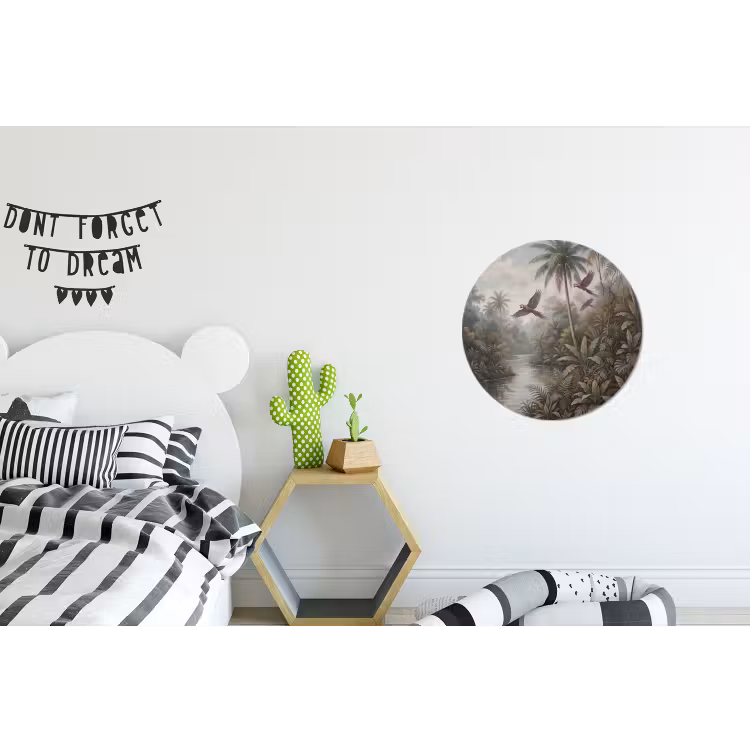 Vogel - Vliegend - Tropisch - Landschap - Klassiek Wandcirkel aluminium klein -kinderkamer