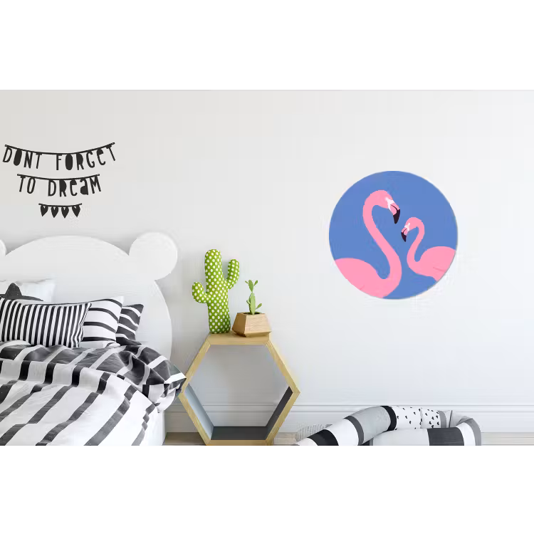 Vogel - Paar - Dieren - Modern - Roze Wandcirkel aluminium klein -kinderkamer