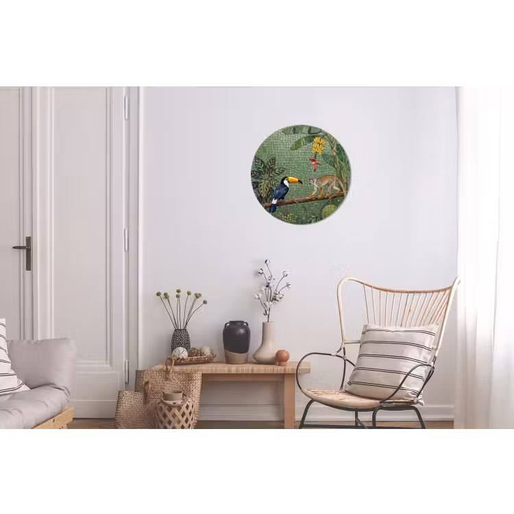 Vogel - Dier - Jungle - Mozaïek - Natuur Wandcirkel aluminium klein -woonkamer