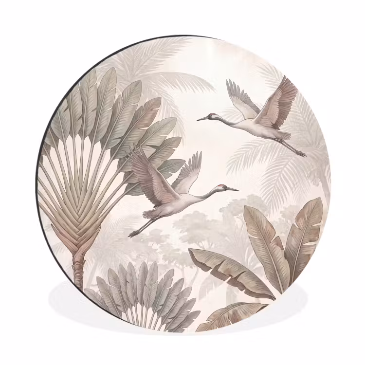 Vogel - Tropisch - Jungle - Natuur - Beige Wandcirkel aluminium klein -3d