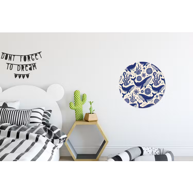 Walvis - Onderwater - Dieren - Abstract - Blauw Wandcirkel aluminium klein -kinderkamer