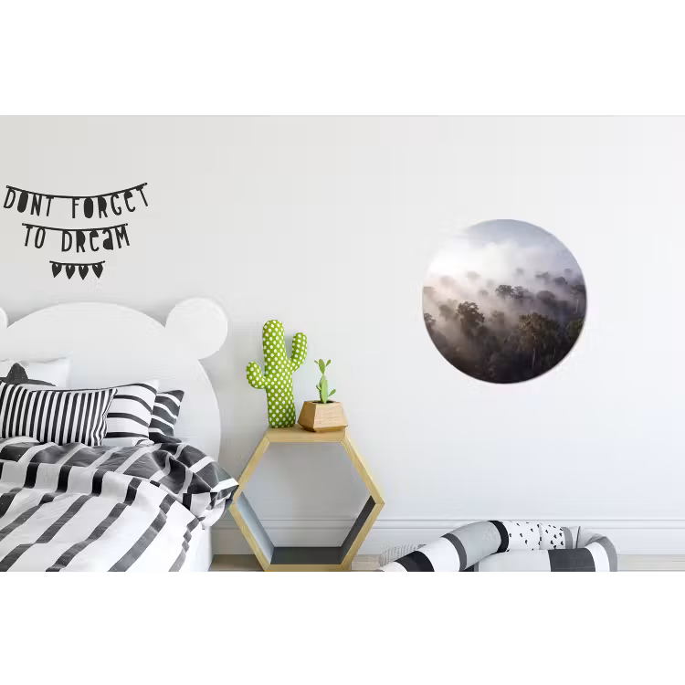 Bos - Mist - Natuur - Groen Wandcirkel aluminium klein -kinderkamer