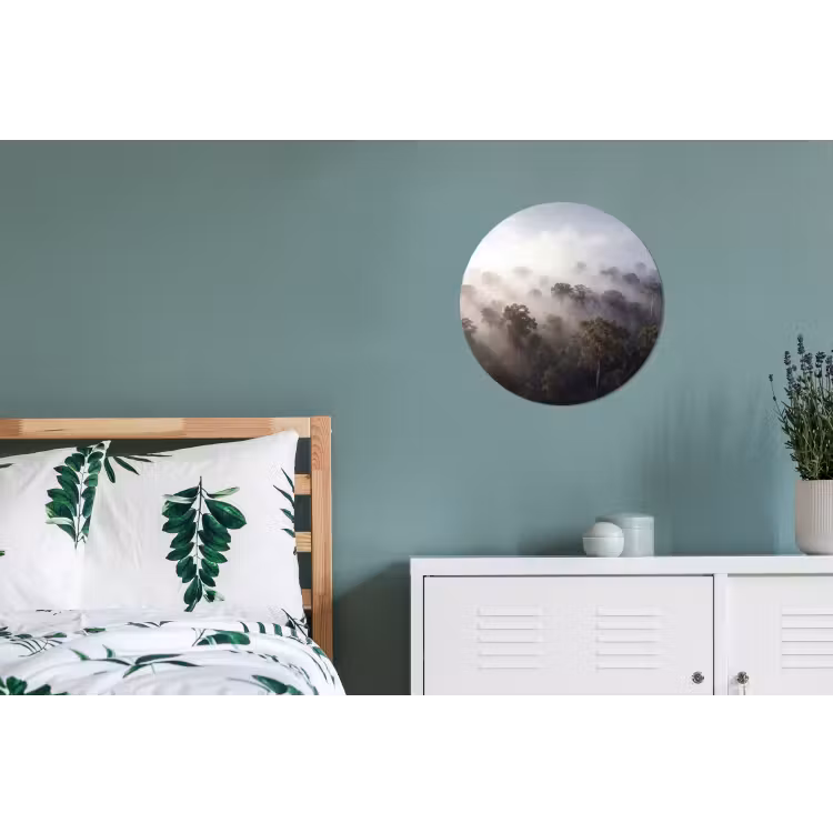 Bos - Mist - Natuur - Groen Wandcirkel aluminium klein -slaapkamer