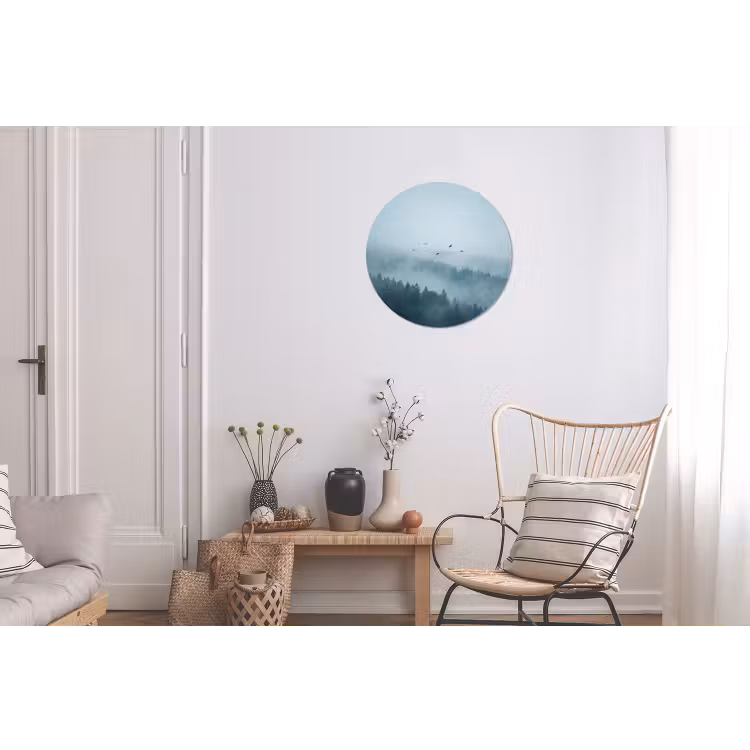 Bos - Mist - Vogels - Natuur - Groen Wandcirkel aluminium klein -woonkamer
