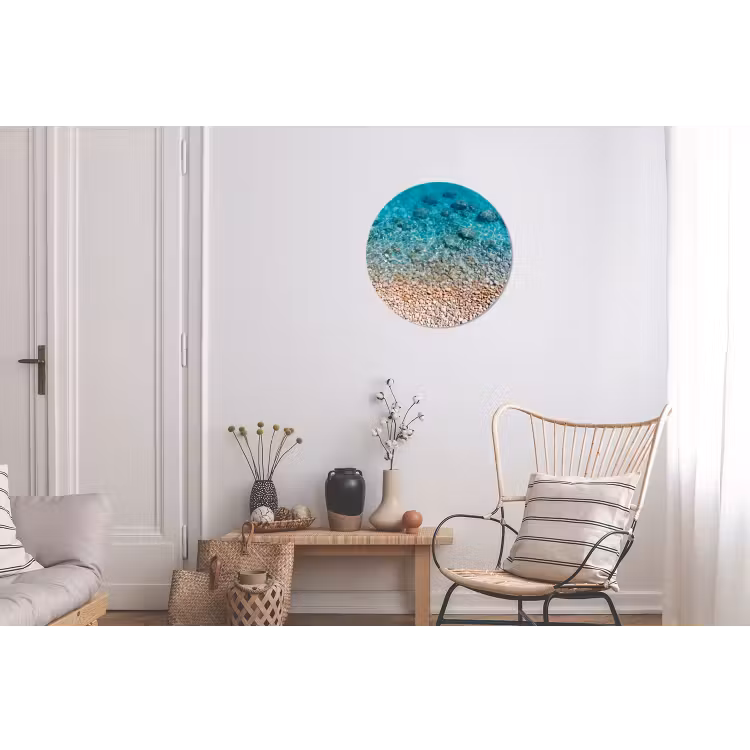 Water - Kiezels - Natuur - Levendig - Turkoois Wandcirkel aluminium klein -woonkamer