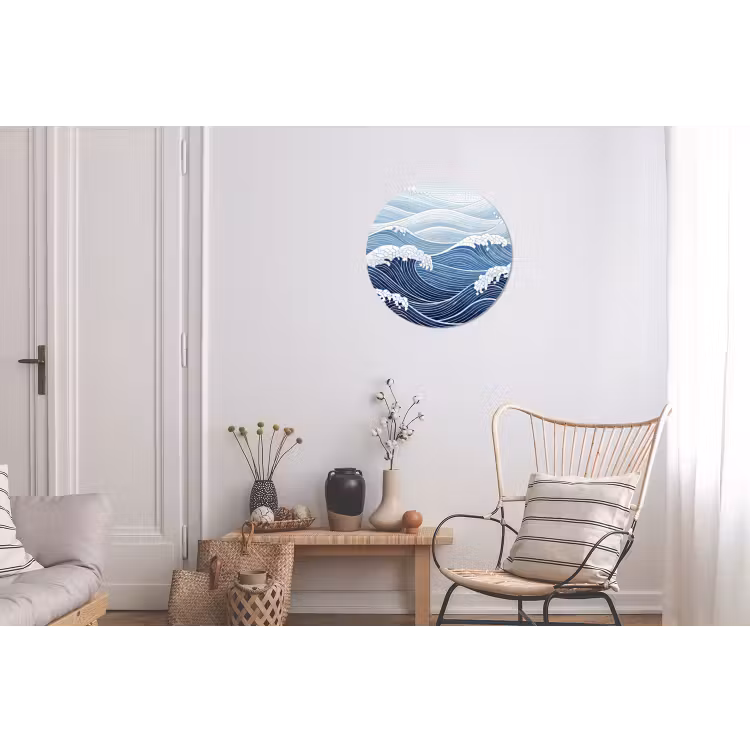 Water - Mozaïek - Landschap - Modern - Blauw Wandcirkel aluminium klein -woonkamer