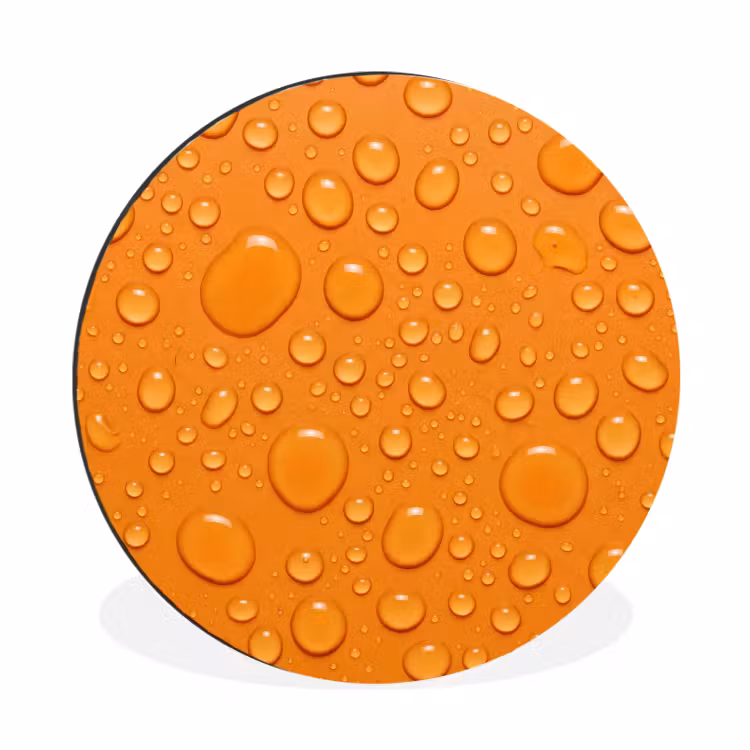 Water - Druppels - Oranje Wandcirkel aluminium klein -3d