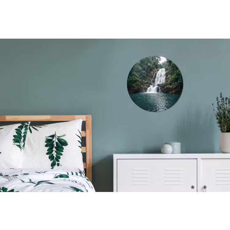 Waterfall - Forest - Nature - Greenkhgyguyg Wandcirkel aluminium klein -slaapkamer