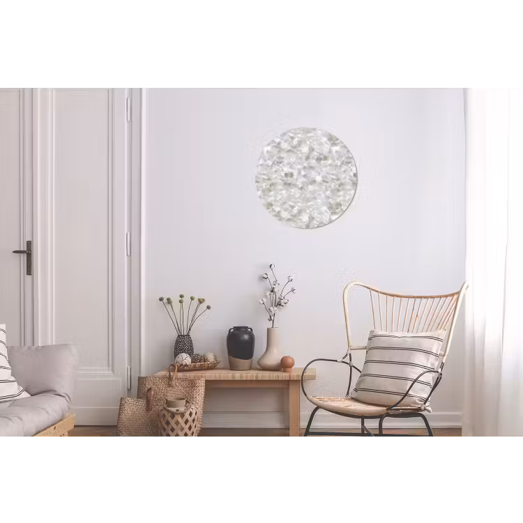 Wit - Penseelstreken - Reliëfeffect Wandcirkel aluminium klein 190 -woonkamer