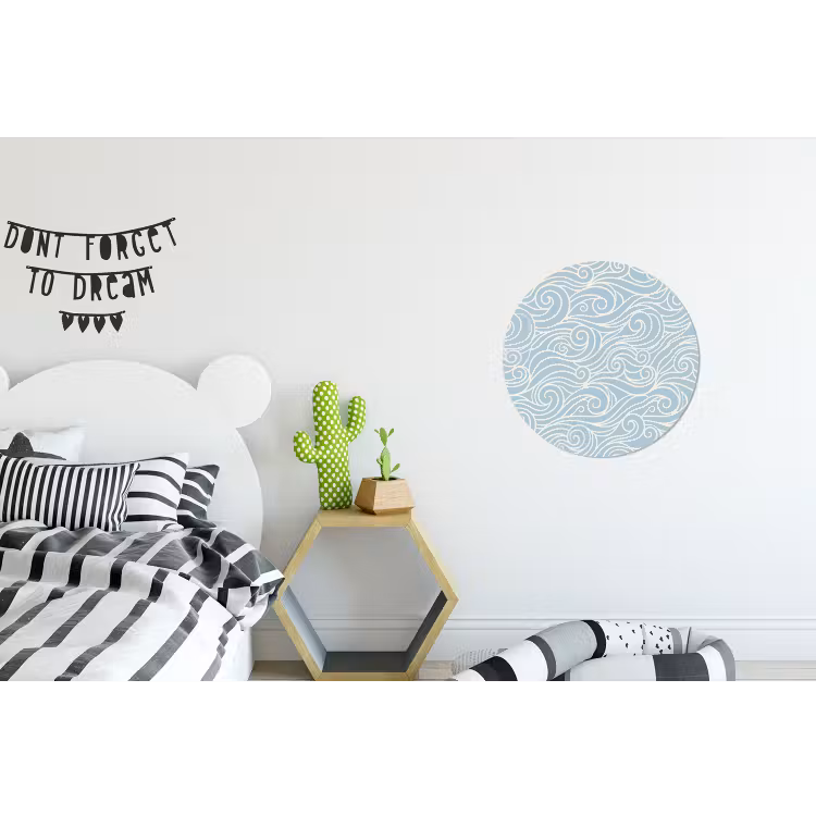 Golf - Abstract - Natuur - Modern - Blauw Wandcirkel aluminium klein -kinderkamer