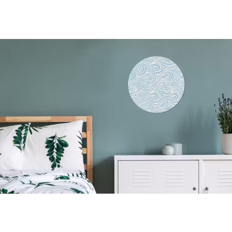 Golf - Abstract - Natuur - Modern - Blauw Wandcirkel aluminium klein -slaapkamer