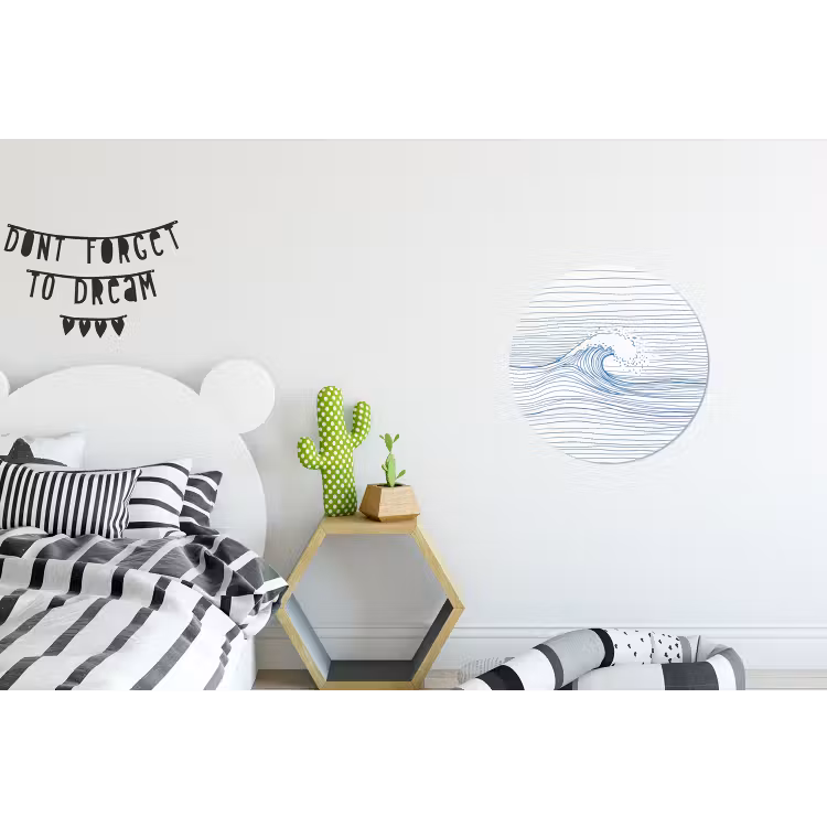 Golf - Brekende - Natuur - Minimalistisch - Blauw Wandcirkel aluminium klein -kinderkamer