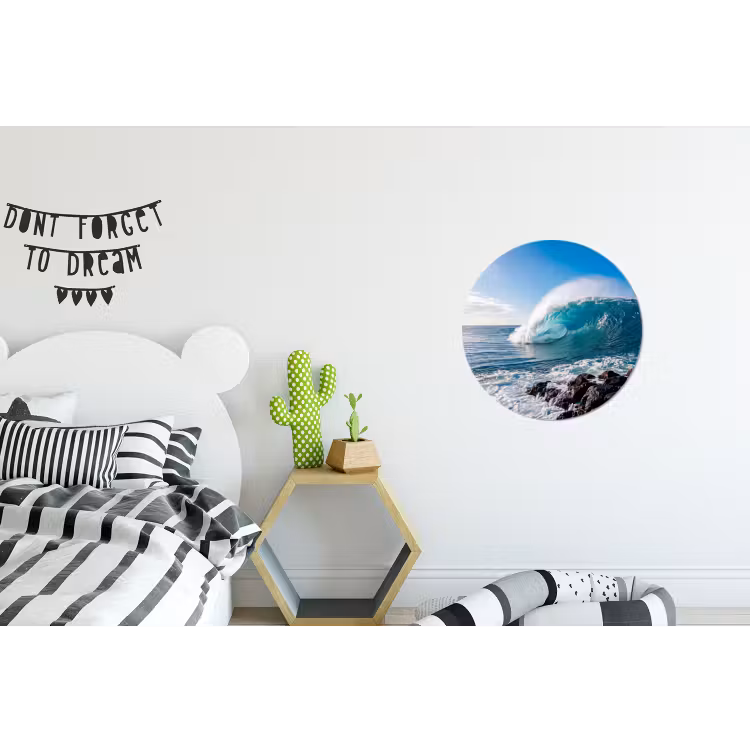 Golf - Oceaan - Brekend - Water - Blauw Wandcirkel aluminium klein -kinderkamer