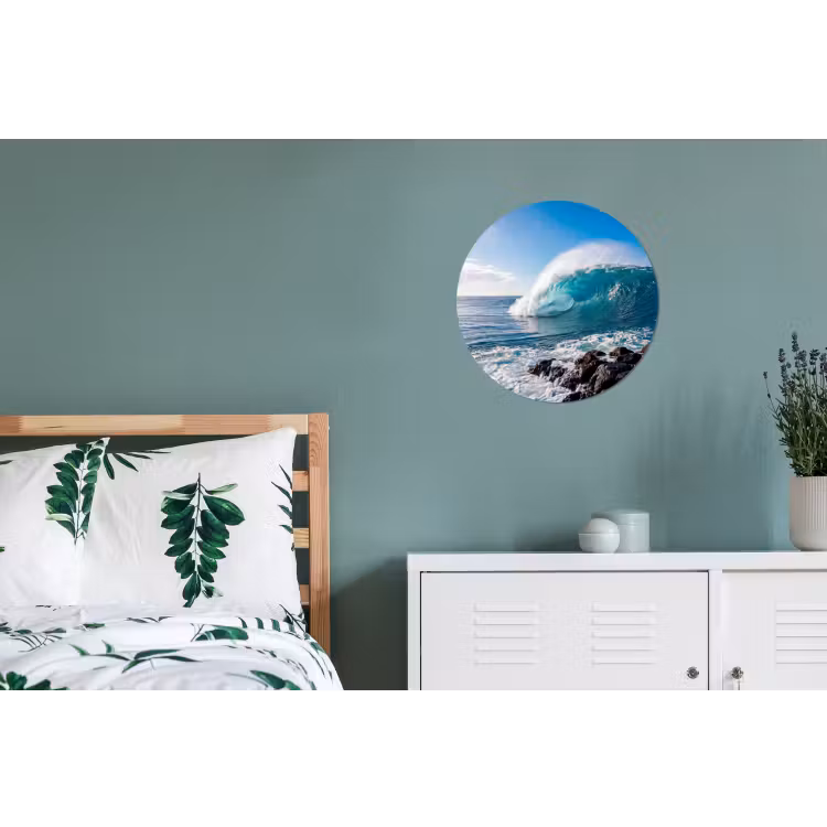 Golf - Oceaan - Brekend - Water - Blauw Wandcirkel aluminium klein -slaapkamer