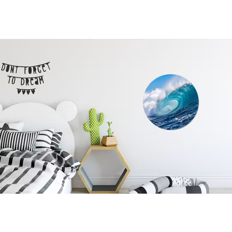 Golf - Oceaan - Water - Dynamisch - Blauw Wandcirkel aluminium klein -kinderkamer