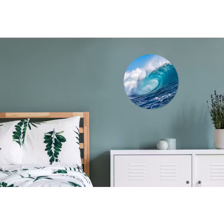 Golf - Oceaan - Water - Dynamisch - Blauw Wandcirkel aluminium klein -slaapkamer