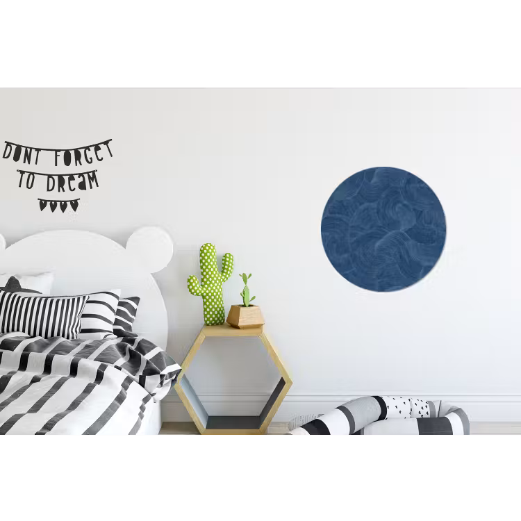 Golven - Textuur - Patroon - Blauw Wandcirkel aluminium klein 190 -kinderkamer