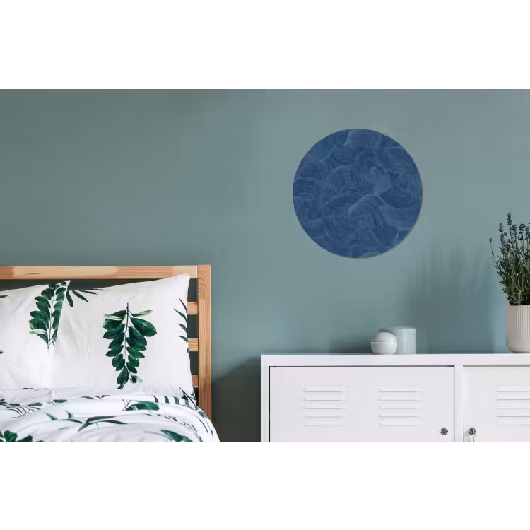 Golven - Textuur - Patroon - Blauw Wandcirkel aluminium klein 190 -slaapkamer