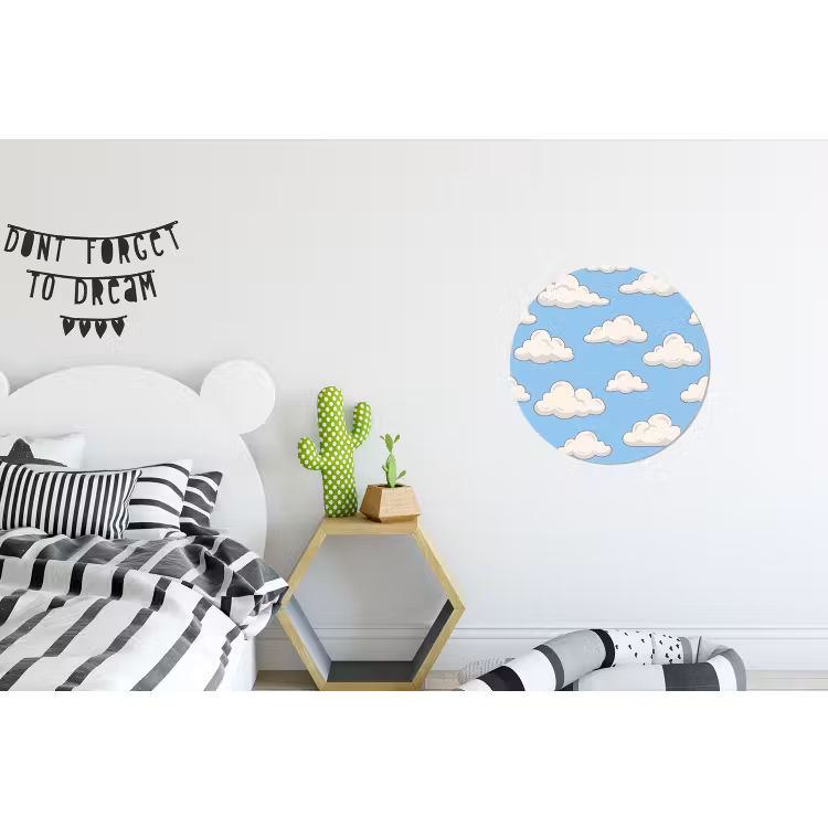 Wolk - Cartoon - Lucht - Blauw - Wit Wandcirkel aluminium klein -kinderkamer