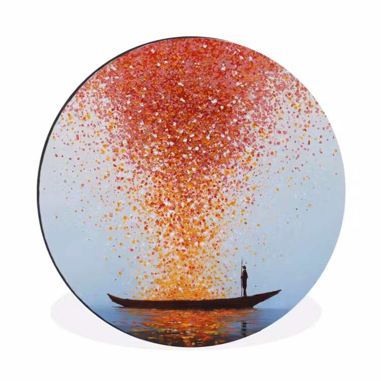 Wolk - Confetti - Boot - Wateroppervlakte Wandcirkel aluminium klein -3d