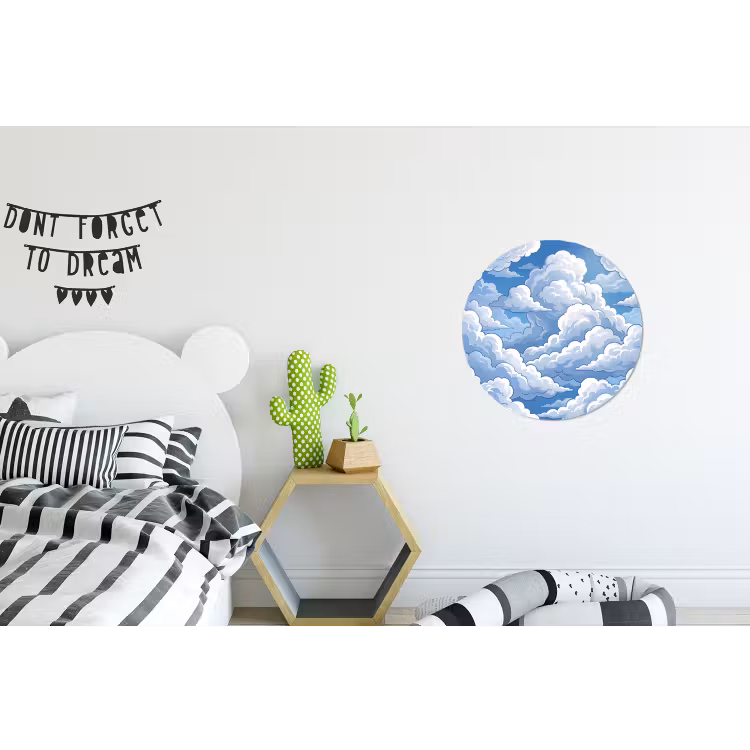 Wolken - Hemel - Abstract - Wit Wandcirkel aluminium klein -kinderkamer