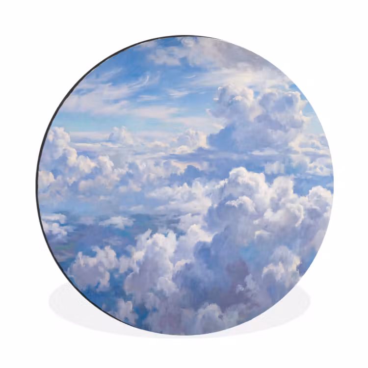 Wolken - Lucht - Natuur - Abstract - Blauw Wandcirkel aluminium klein -3d