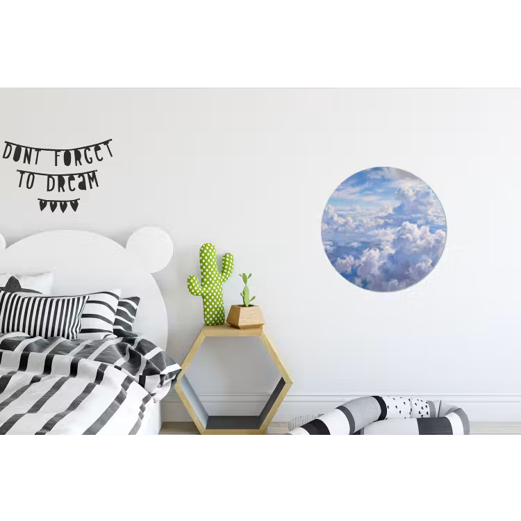 Wolken - Lucht - Natuur - Abstract - Blauw Wandcirkel aluminium klein -kinderkamer