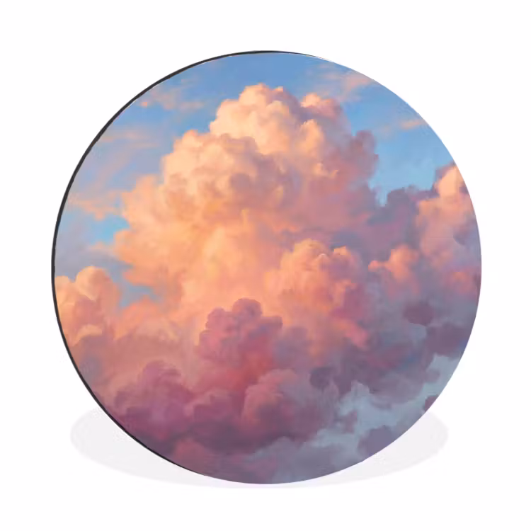 Wolken - Lucht - Natuur - Abstract - Kleurrijk Wandcirkel aluminium klein -3d