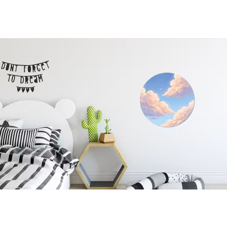 Wolken - Lucht - Natuur - Blauw Wandcirkel aluminium klein -kinderkamer