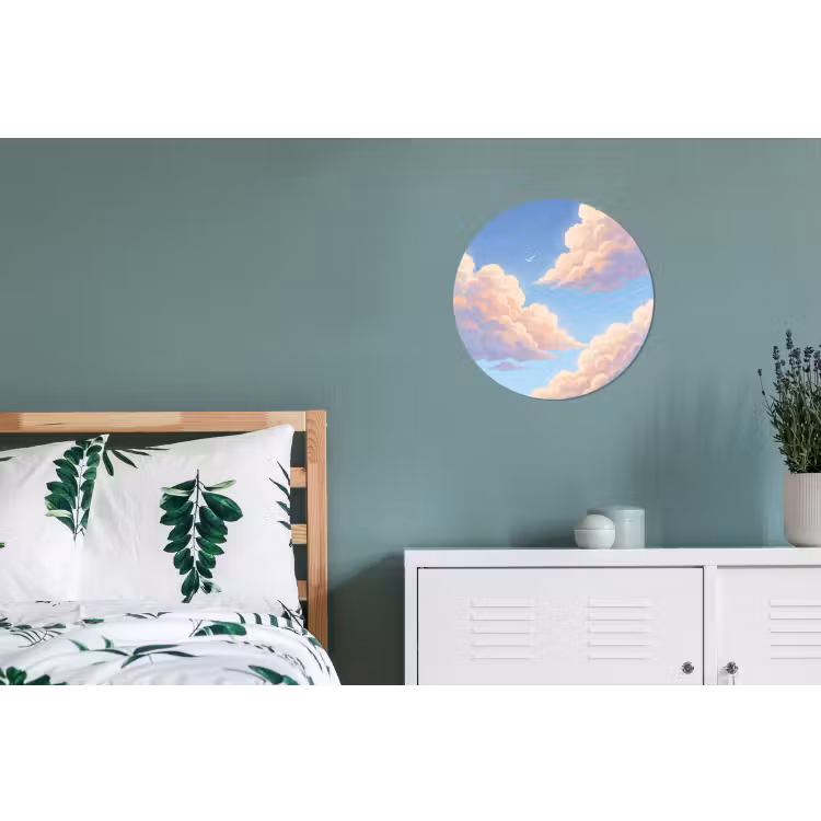 Wolken - Lucht - Natuur - Blauw Wandcirkel aluminium klein -slaapkamer