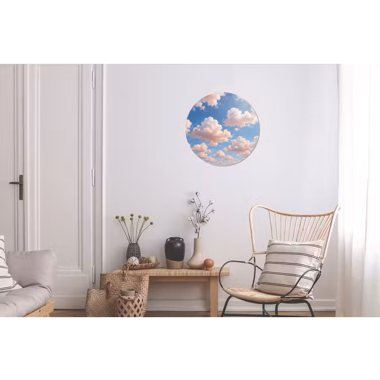 Wolken - Hemel - Natuur - Licht - Blauw Wandcirkel aluminium klein -woonkamer
