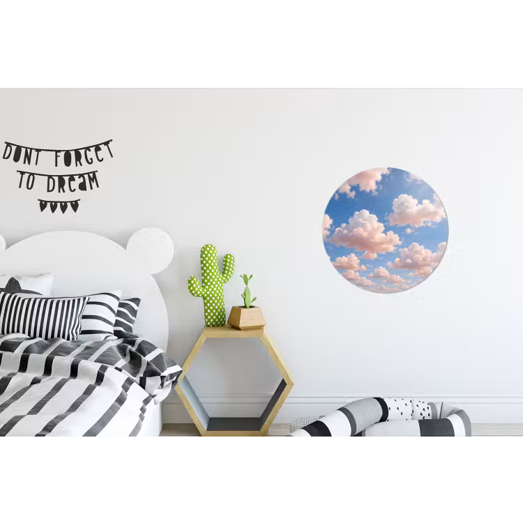 Wolken - Hemel - Natuur - Licht - Blauw Wandcirkel aluminium klein -kinderkamer