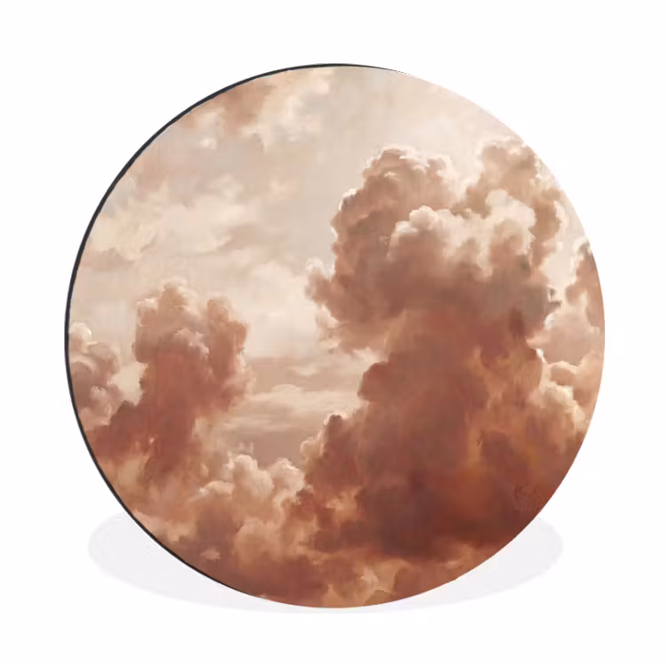 Wolken - Lucht - Natuur - Modern - Bruin Wandcirkel aluminium klein -3d