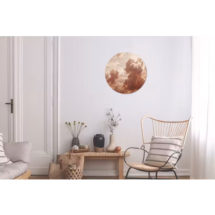 Wolken - Lucht - Natuur - Modern - Bruin Wandcirkel aluminium klein -woonkamer