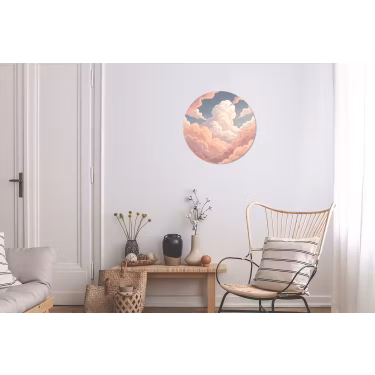 Wolken - Lucht - Natuur - Pastel - Roze Wandcirkel aluminium klein -woonkamer