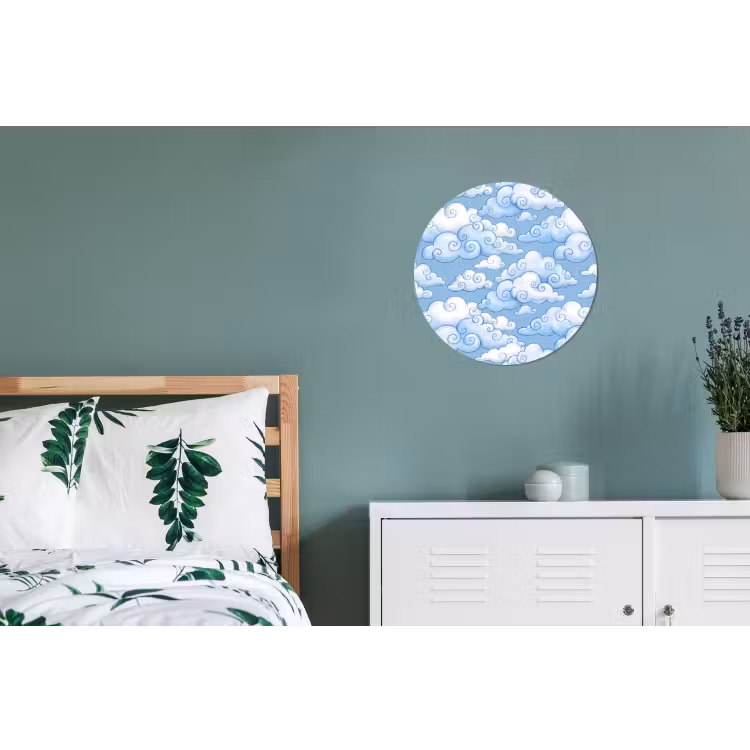 Wolken - Patroon - Hemel - Illustratie - Wit Wandcirkel aluminium klein -slaapkamer