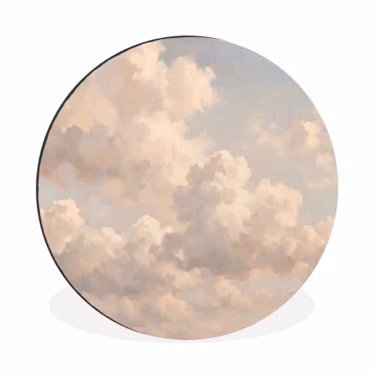Wolken - Zacht - Natuur - Klassiek - Beige Wandcirkel aluminium klein -3d