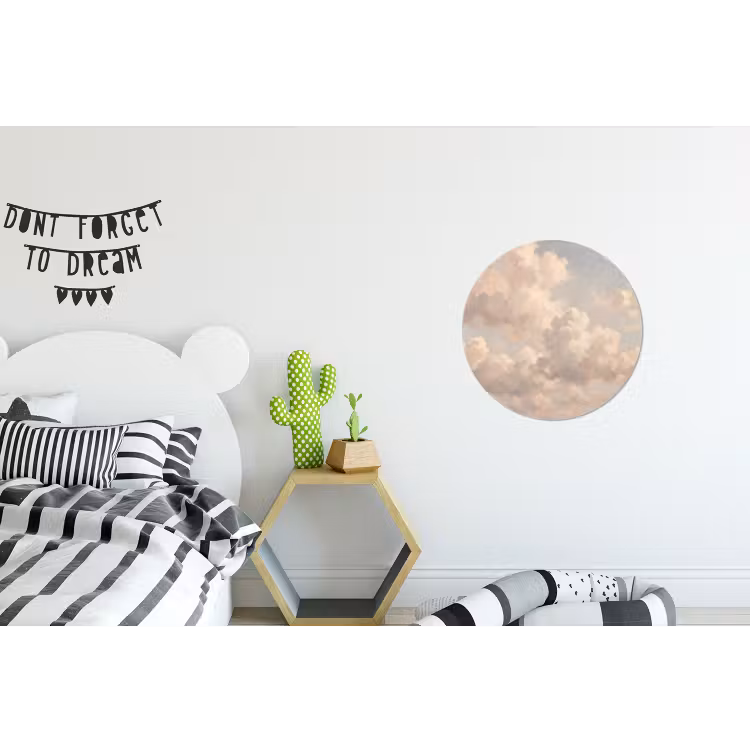 Wolken - Zacht - Natuur - Klassiek - Beige Wandcirkel aluminium klein -kinderkamer