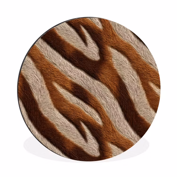Zebra - Bruin - Patroon Wandcirkel aluminium klein 190 -3d