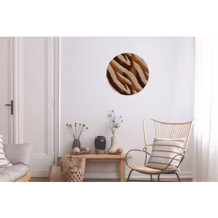 Zebra - Bruin - Patroon Wandcirkel aluminium klein 190 -woonkamer