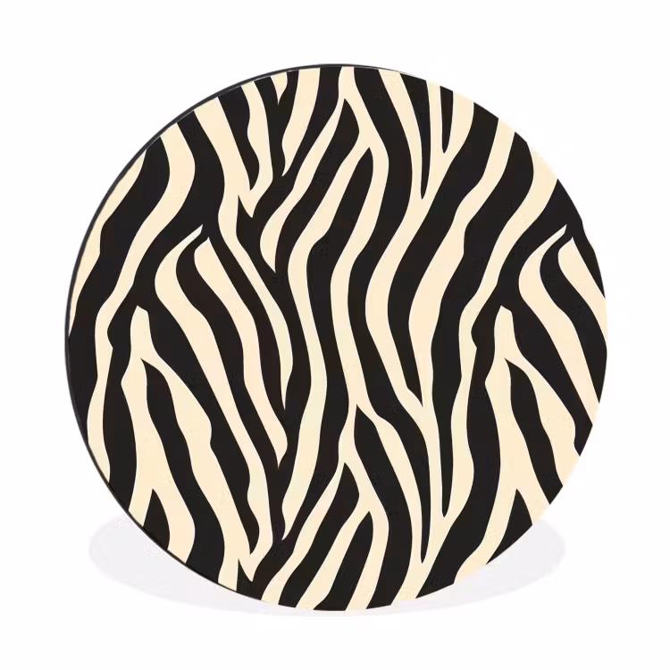 Zebra - Print - Klassiek - Zwart Wandcirkel aluminium klein 190 -3d