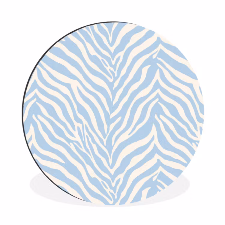 Zebra - Motief - Blauw - Wit Wandcirkel aluminium klein 190 -3d