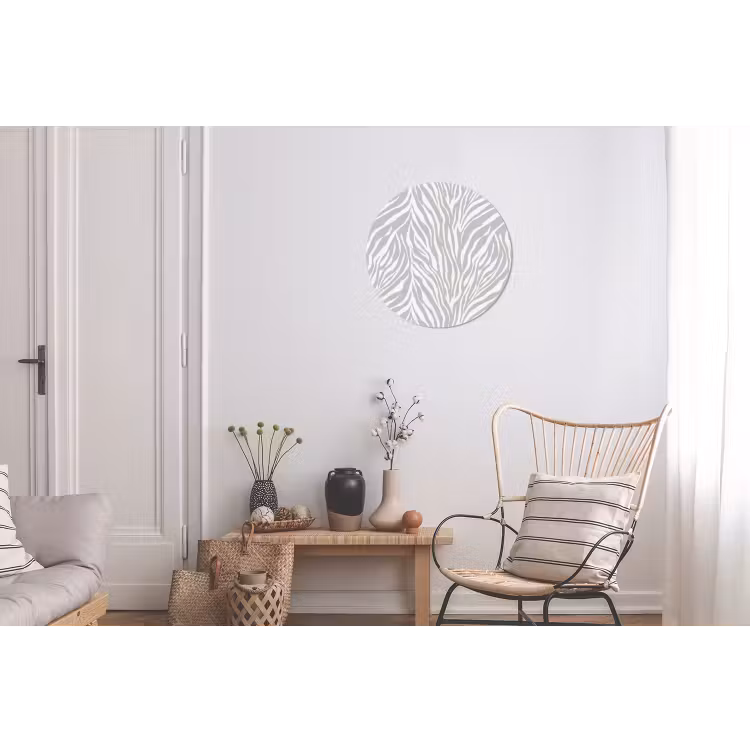 Zebra - Motief - Grijs Wandcirkel aluminium klein 190 -woonkamer