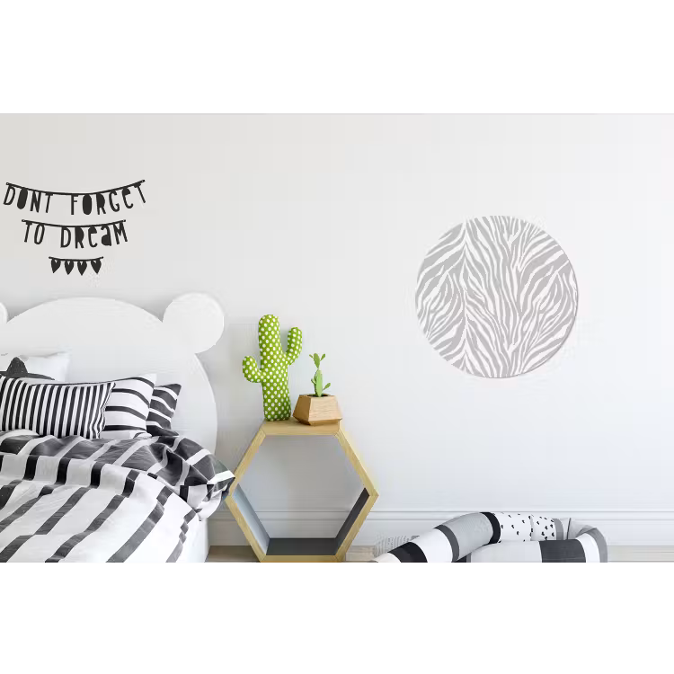 Zebra - Motief - Grijs Wandcirkel aluminium klein 190 -kinderkamer