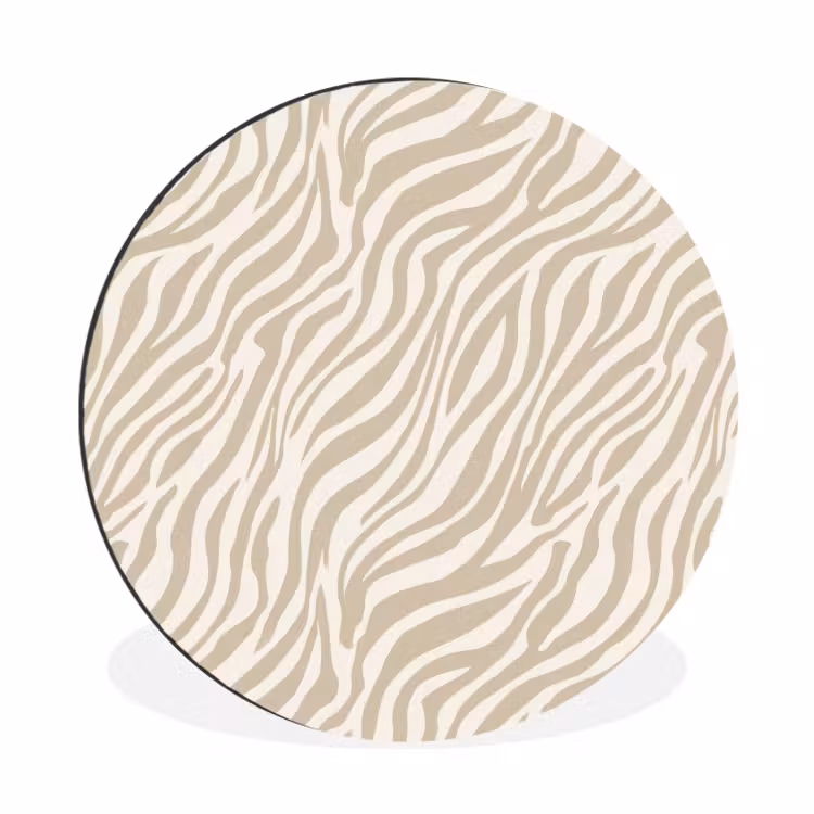Zebra - Patroon - Beige Wandcirkel aluminium klein 190 -3d