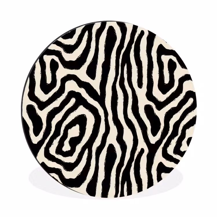 Zebra - Zwart - Abstract Wandcirkel aluminium klein 190 -3d