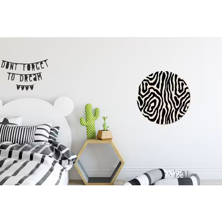 Zebra - Zwart - Abstract Wandcirkel aluminium klein 190 -kinderkamer